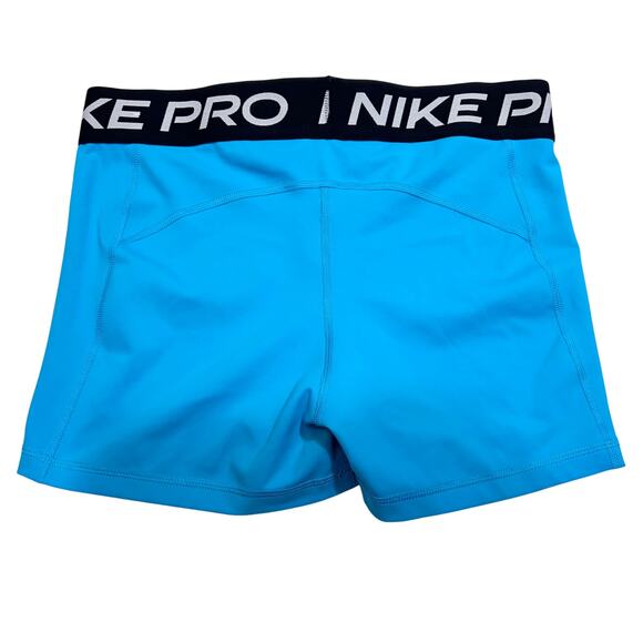 Nike Pro Shorts Women Large Blue Black Spandex Dri-Fit Compression Used - Picture 1 of 4